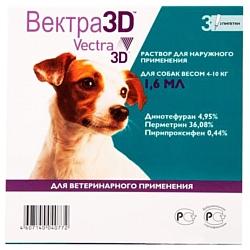 Вектра 3D (СЕВА) Капли для собак весом 4–10 кг