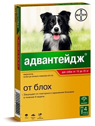 Адвантейдж (Bayer) Капли от блох для собак весом 10-25кг, 4 пипетки