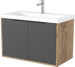 Тумба под умывальник Дабер 018 Тобага/Эридан 80 Т18.8Т.0.22Ч (дуб галифакс/серый/ручка черная)
