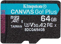 Карта памяти Kingston Canvas Go! microSDXC 64GB SDCG4/64GB (с адаптером)