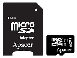 Карта памяти Apacer microSDHC Card Class 10 UHS-I U1 16GB + SD adapter