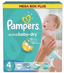 Pampers Active Baby-Dry 4 Maxi (147 шт.)