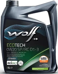 Моторное масло Wolf EcoTech 0W-20 SP/RC D1-3 5л