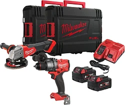 Дрель-шуруповерт Milwaukee M18 FPP2E3-502X 4933492516 (шуруповерт, болгарка, 2 АКБ, кейс)