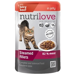 Nutrilove (0.085 кг) 1 шт. Cats - Steamed fillets with juicy beef in jelly