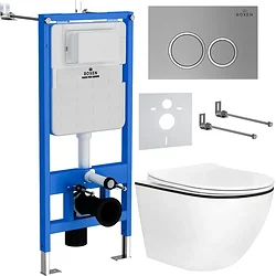 Унитаз Roxen Antares Black в комплекте с инсталляцией StounFix Slim 6 в 1 964670 (кнопка: хром матовый)