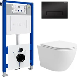 Унитаз Lauter Vortex 2110830 с кнопкой 219704HD (узкая, черный)