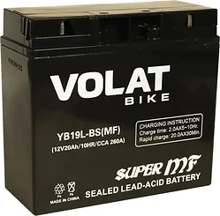 Аккумулятор для мотоцикла VOLAT YB19L-BS(MF) R+ (20Ah) Аккумулятор для мотоцикла VOLAT YB19L-BS(MF) R+ (20Ah)