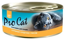 Pro Cat Для кошек куриные сердечки с рисом консервы (0.1 кг) 1 шт.