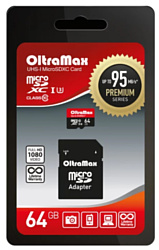 Oltramax Premium OM064GCSDXC10UHS-1-PrU3 microSDXC 64GB (с адаптером)