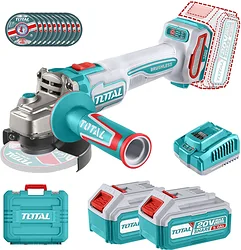 Угловая шлифмашина (болгарка) TOTAL TAGLI2211532 (с 2-мя АКБ, кейс)