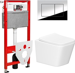 Унитаз Lauter Square 214903 + TECE Kit 9400412 с кнопкой (хром)
