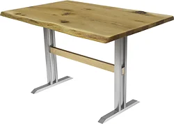 Кухонный стол Buro7 Двутавр 120 (с обзолом и сучками, дуб натуральный/серебро)