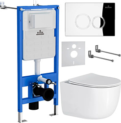 Унитаз Roxen Vortex Tornado в комплекте с инсталляцией StounFix Slim 6 в 1 964332 (кнопка: хром глянец)