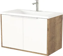 Тумба под умывальник Дабер 018 Andrea Elen 80 Т18.8А.0.21Б (дуб галифакс/белый/ручка белая)