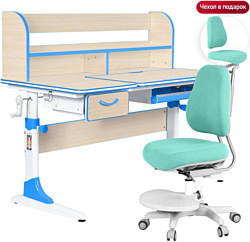 Anatomica Study-120 Lux + надстройка + органайзер + ящик с мятным креслом Ragenta (клен/голубой)