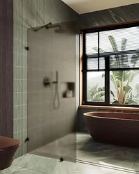 Душевая перегородка MaybahGlass 79x195 MGD-265-6 (бронзовое матовое стекло/черный)