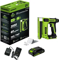 Скобозабиватель Greenworks G24CS10 24В (АКБ 2Ач + ЗУ) Скобозабиватель Greenworks G24CS10 24В (АКБ 2Ач + ЗУ)