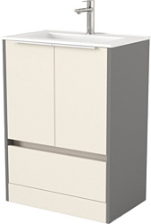 Тумба под умывальник Дабер 017 60 Т17.6.0.19Б (бежевый/серый/ручка белая)