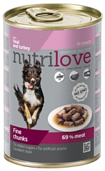 nutrilove Dogs - Fine chunks with veal and turkey