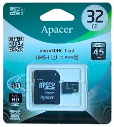 Apacer microSDHC Class 10 UHS-I U1 (R45 MB/s) 32GB + SD adapter