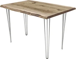 Кухонный стол Buro7 Грасхопер 120 (с обзолом и сучками, дуб беленый/серебро)