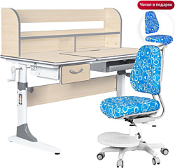 Anatomica Study-120 Lux + надстройка + органайзер + ящик с синим креслом Ragenta с пузырями (клен/серый)