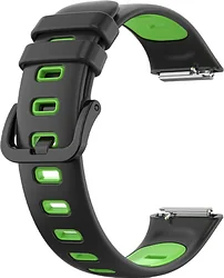 Ремешок Rumi силиконовый для Huawei Band 7 (черный/салатовый)