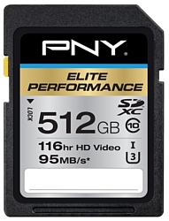 PNY Elite Performance SDXC class 10 UHS-I U3 512GB