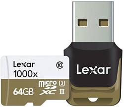 Lexar microSDXC UHS-II 64GB + кардридер [LSDMI64GCBNL1000R]