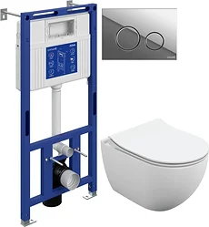 Унитаз Cersanit Brasko Slim 64824 + Aqua Prime М 50 68179 с кнопкой Twins 63523 (кнопка хром глянцевый)