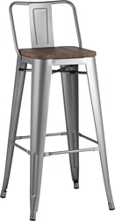 Stool Group Tolix со спинкой YD-H765E-W YG-15 (серебристый матовый/темное дерево)