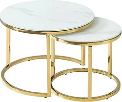 Журнальный столик Signal Muse II (белый мрамор/золотой)