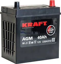 Автомобильный аккумулятор KRAFT AGM R+ 330A (40Ah) Автомобильный аккумулятор KRAFT AGM R+ 330A (40Ah)