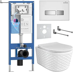 Унитаз Roxen Vine Tornado в комплекте с инсталляцией StounFix Dual Fresh 6 в 1 979024 (кнопка: белый глянцевый)