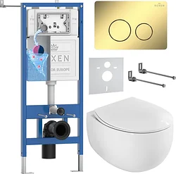 Унитаз Roxen EGG в комплекте с инсталляцией StounFix Dual Fresh 6 в 1 868477 (кнопка: золото глянцевая)