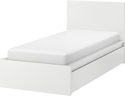 Ikea Мальм 200x90 (2 ящика, белый, Лонсет) 592.109.87