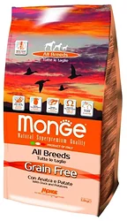 Monge (2.5 кг) Grain Free – Утка с картофелем. Беззерновой корм для собак