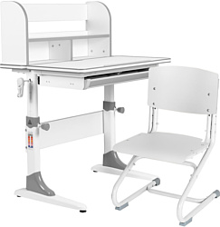 Anatomica Smart-10 Plus + стул + надстройка + выдвижной ящик со стулом СУТ-01-01 фанера белый/белый (белый/серый)