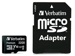 Карта памяти Verbatim microSDXC Class 10 UHS-1 32GB + SD adapter