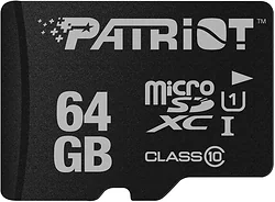 Карта памяти Patriot microSDXC LX Series (Class 10) 64GB