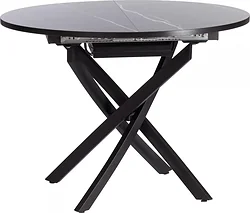 Кухонный стол TetChair Manzana 100x100+30x75 (мрамор черный/черный)