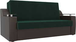Лига диванов Сенатор 100 105476 (велюр/экокожа, зеленый/коричневый)
