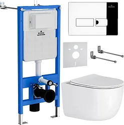 Унитаз Roxen Vortex Tornado в комплекте с инсталляцией StounFix Slim 6 в 1 964514 (кнопка: хром глянец)