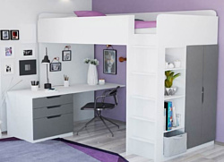 Polini Kids Simple с письменным столом и шкафом (белый/серый)