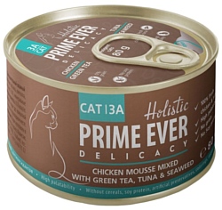 Prime Ever (0.08 кг) 1 шт. 3A Delicacy Мусс цыпленок с тунцом с зеленым чаем и водорослями
