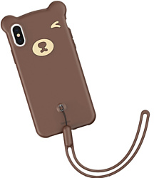 Baseus Bear Silicone для iPhone XS (коричневый)