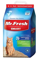 Наполнитель Mr. Fresh Древесный для короткошерстных кошек 18л