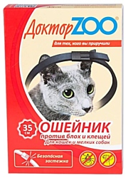 Доктор ZOO Ошейник для кошек от блох и клещей 35см