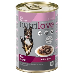 Nutrilove (0.415 кг) 1 шт. Dogs - Fine chunks with veal and turkey